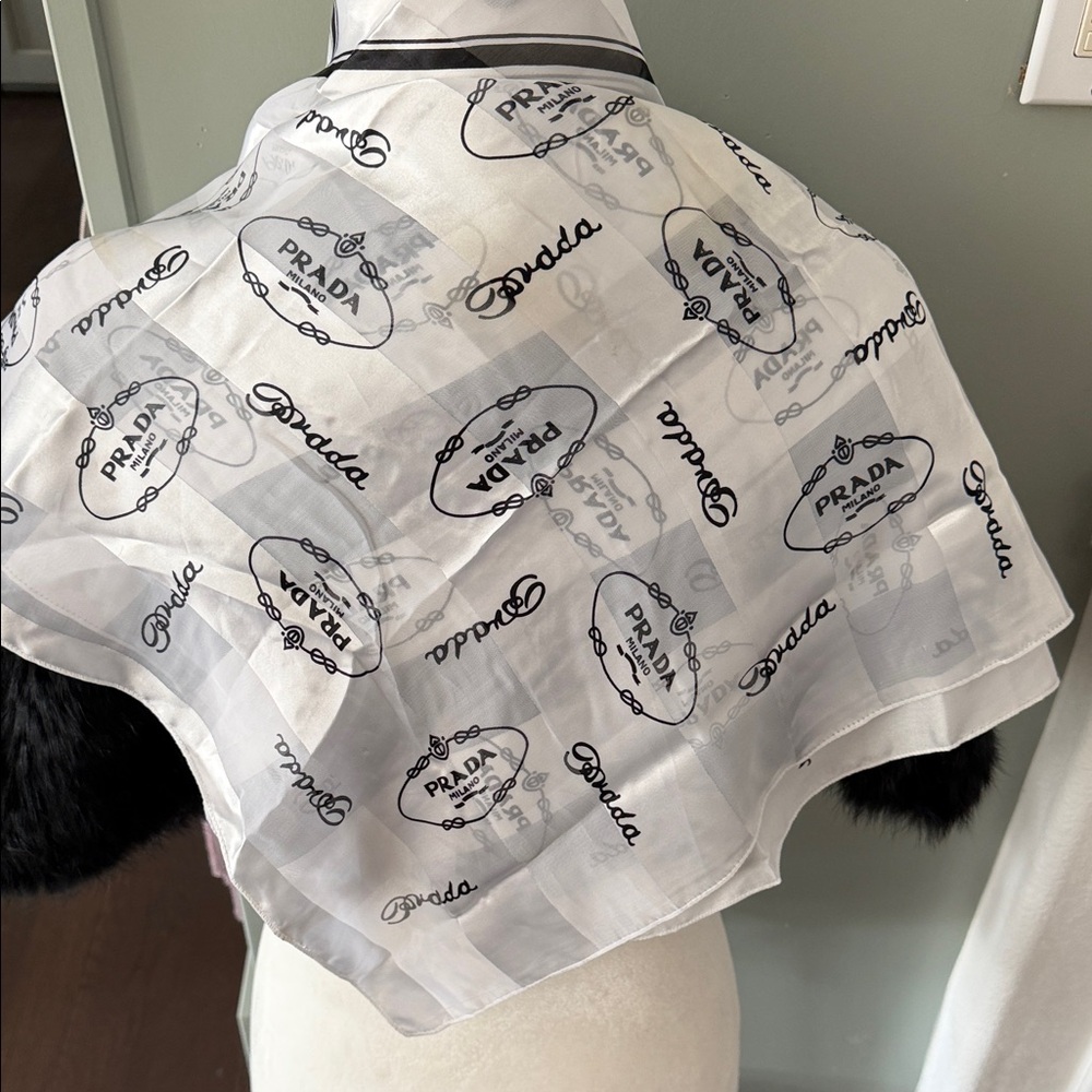 Prada Monochrome Logo Scarf - Picture 5 of 12